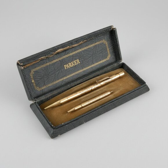 Parker Other - 1930s Parker 51 Pen & Pencil Set | Gold Filled Lucky Curve | WWII Collectible